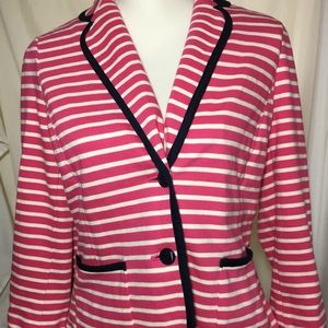 Talbots Lovely Pink Striped Knit Blazer NWT